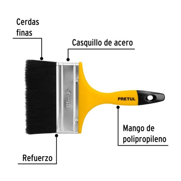 BROCHA USO GENERAL DE 5″ CON MANGO DE PLÁSTICO [PRETUL]