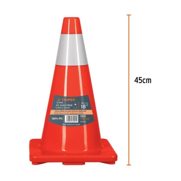 CONO DE PRECAUCIÓN DE 45 CM DE PVC CON REFLEJANTE [TRUPER]