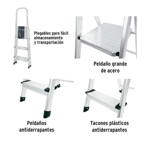 ESCALERA TUBULAR PLEGABLE, 3 PELDAÑOS, ALUMINIO [TRUPER]