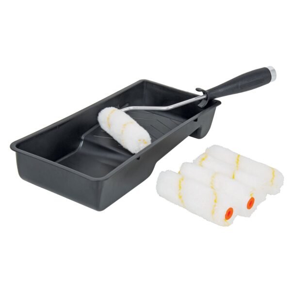KIT DE RODILLO PARA PINTAR, 4″ MANERAL, CHAROLA y FELPA)