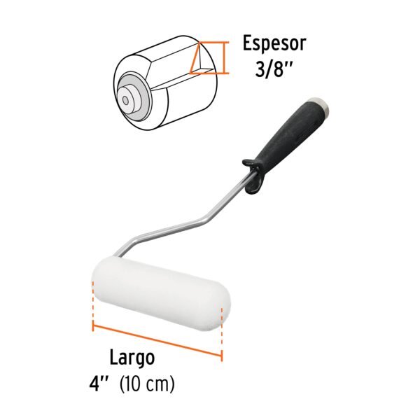 Mini rodillo para pintar 4″ x 3/8″ de esponja [TRUPER]