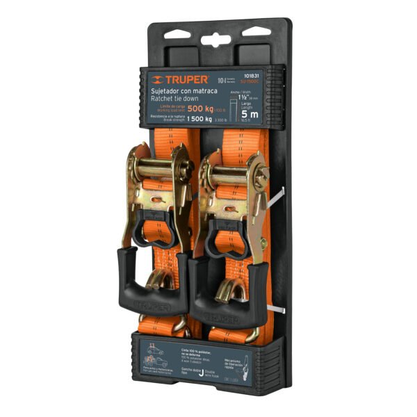 JUEGO DE 2 SUJETADORES CON RATCHET , CARGA MAXIMA 1500KG C/U [TRUPER]