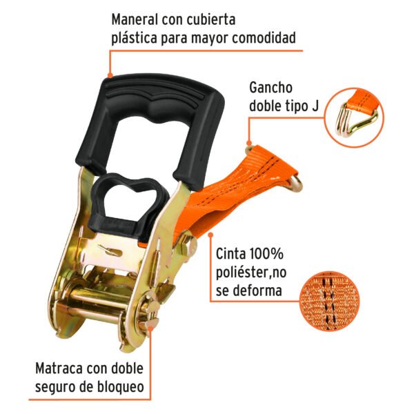 JUEGO DE 2 SUJETADORES CON RATCHET , CARGA MAXIMA 1500KG C/U [TRUPER]
